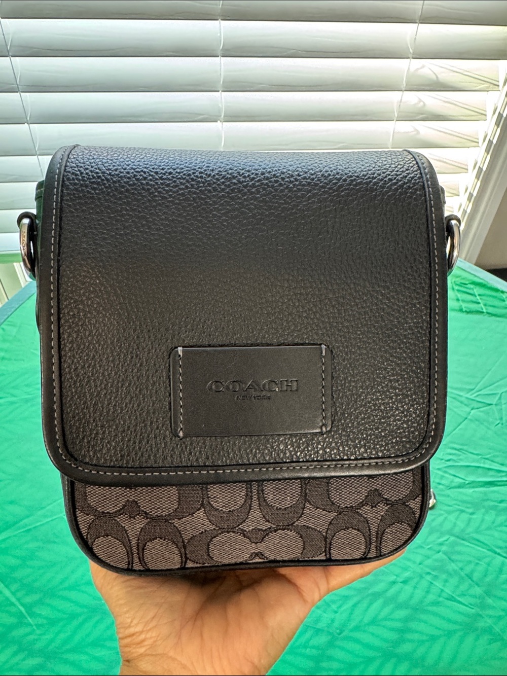 😎Coach Black 🖤Leather and Brown Signature Canvas Crossbody🖤 - Picture 5 of 17